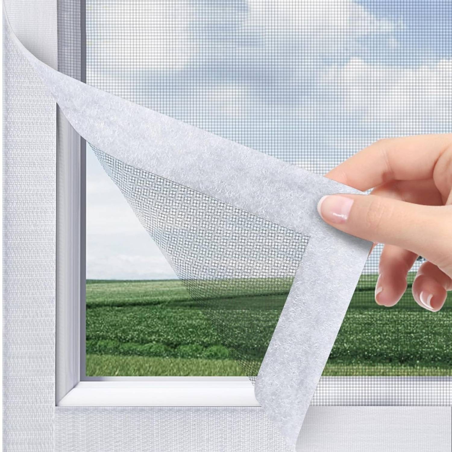 Mosquiteros de Velcro para Ventana Malla Estándar (Gris), 100 x 100 cm, image 4